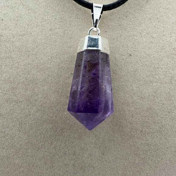 Amethyst Point Pendant on Rope - Picture 3 of 6